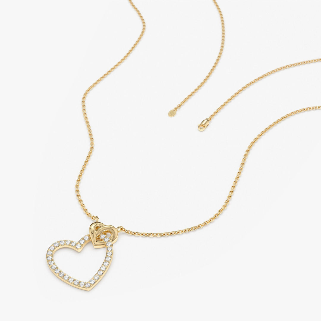 Round Cut Diamond Heart Necklace for Her - Doozy Diamonds