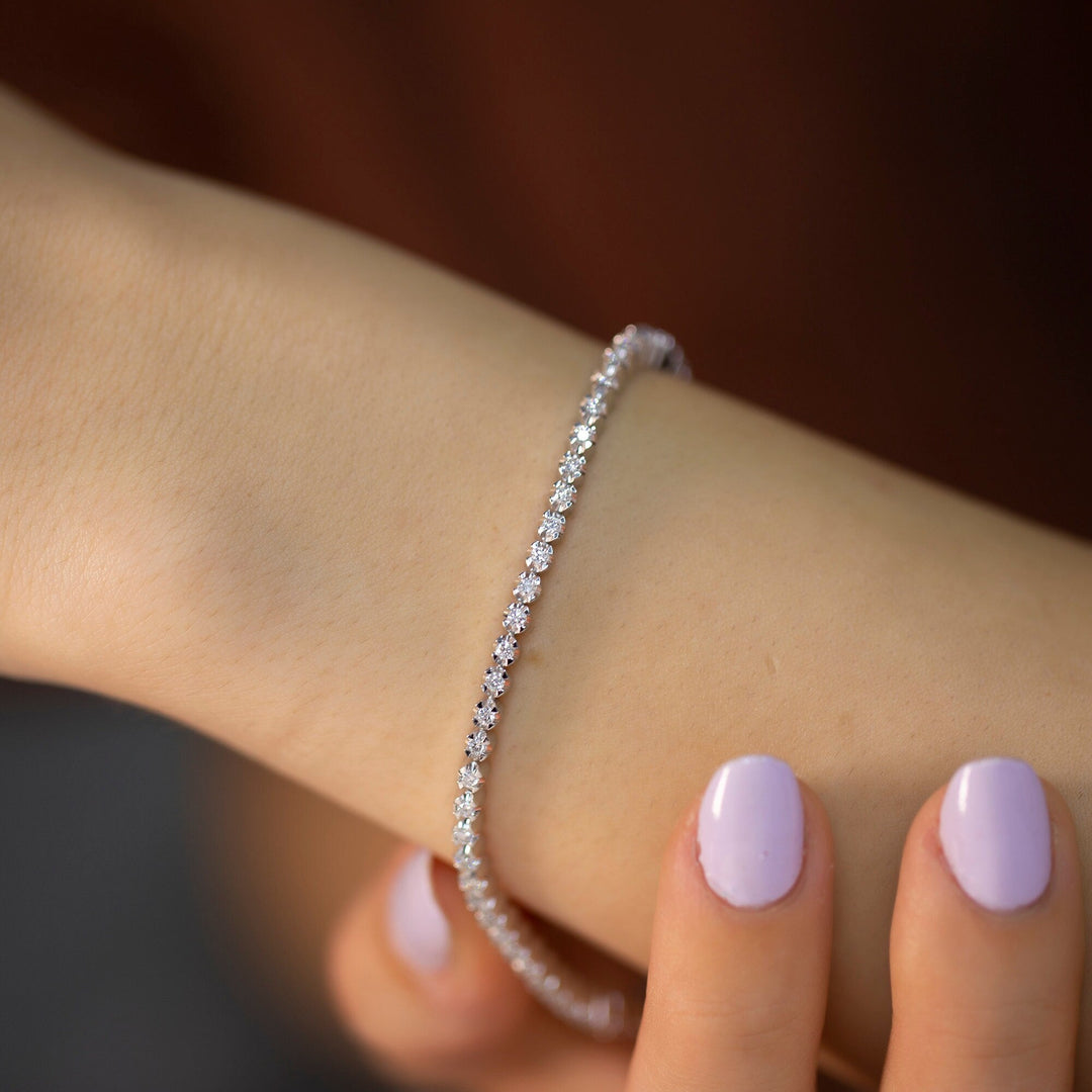 Round Cut Diamond Lab-Grown Tennis Bracelet for Women