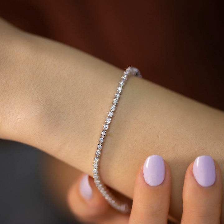 Round Cut Diamond Lab-Grown Tennis Bracelet for Women