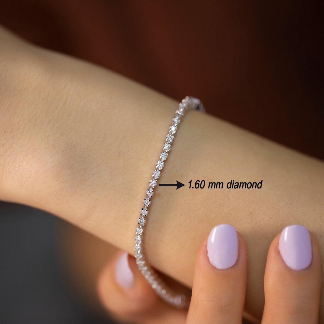 Round Cut Diamond Lab-Grown Tennis Bracelet for Women