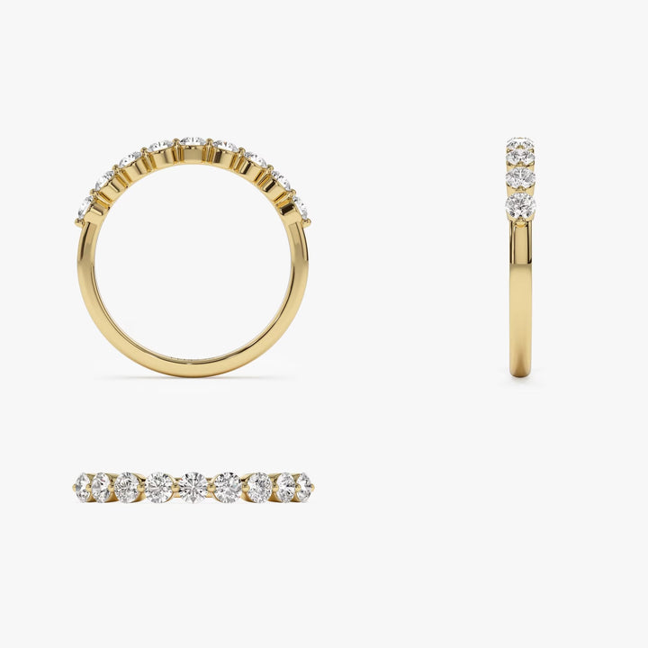 Round lab grown diamonds Shared Prong Wedding Band in Gold - Doozy Diamonds