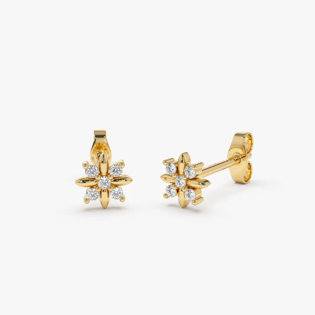 Floral Diamond Stud Earrings Birthday Gift for Women - Doozy Diamonds