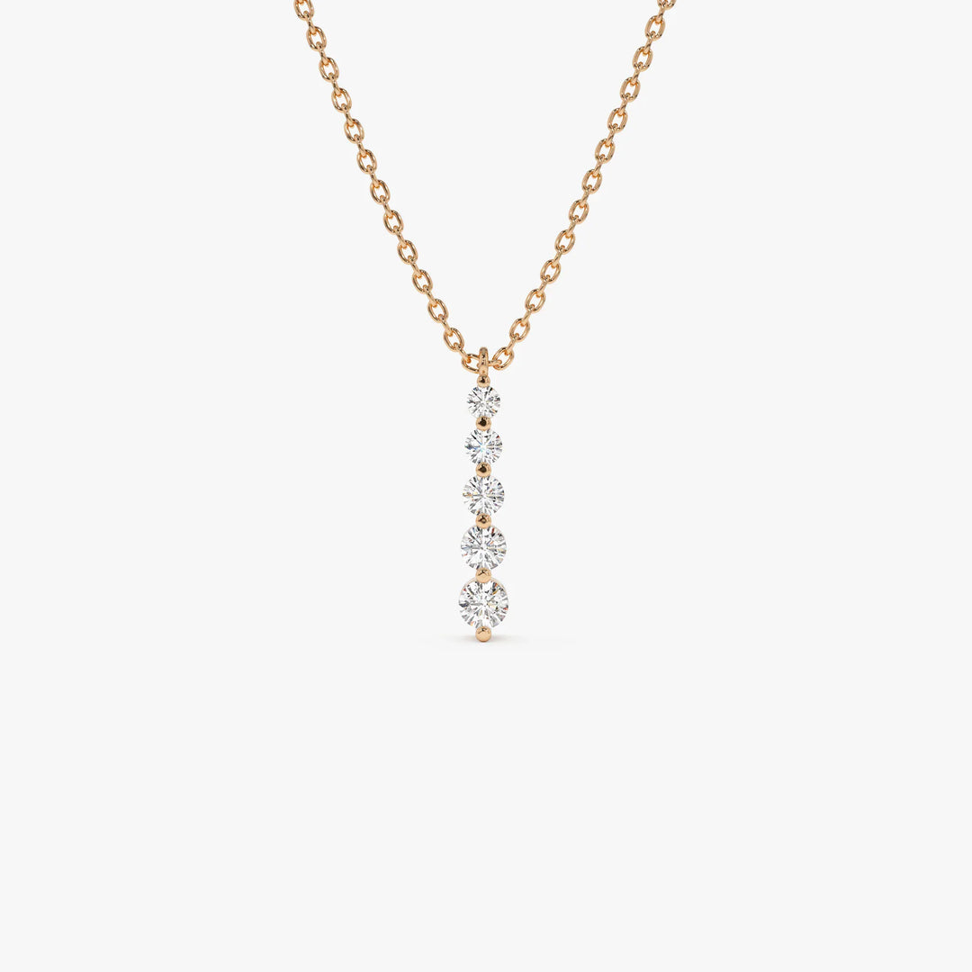 Round Cut Layered Five Stone Necklace for Birthday Gift - Doozy Diamonds