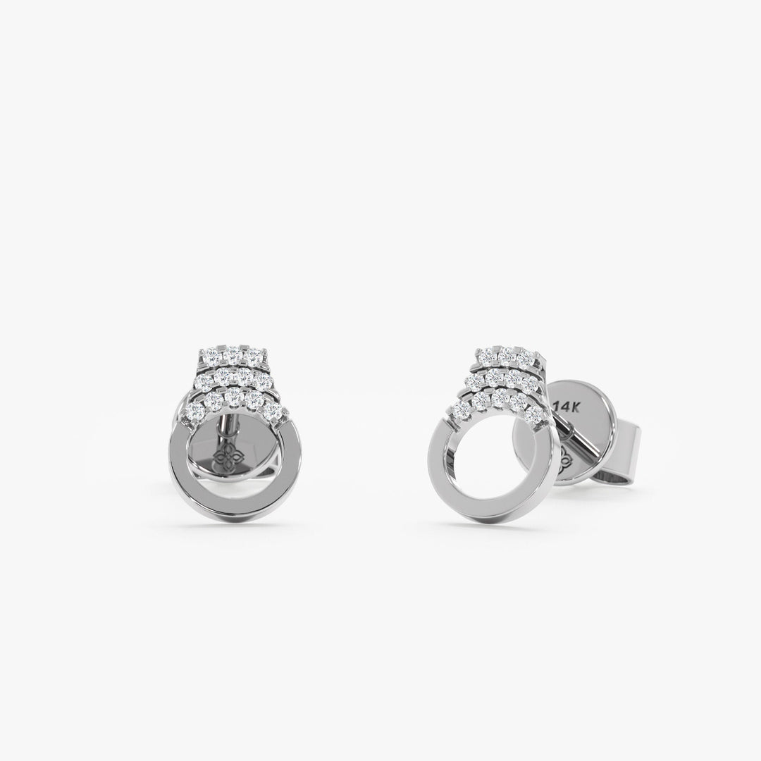 Round Cut Diamond Handcuff Stud Earrings for Christmas Gift - Doozy Diamonds