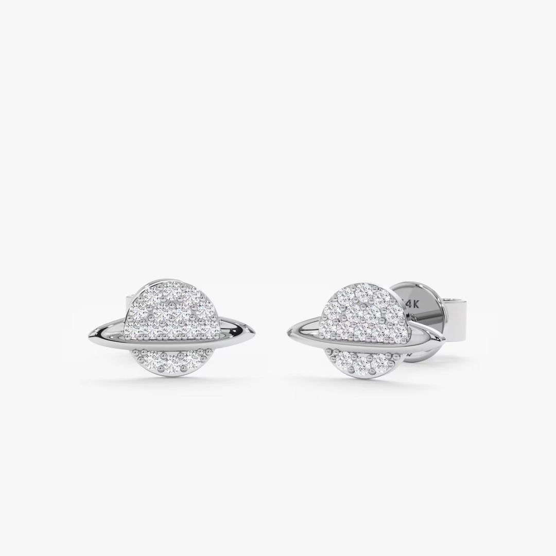 0.13CT Round Saturn lab grown diamonds Stud Earrings For Women - Doozy Diamonds