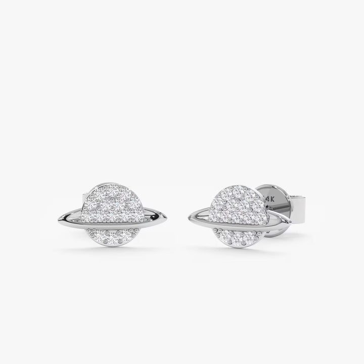 0.13CT Round Saturn lab grown diamonds Stud Earrings For Women - Doozy Diamonds
