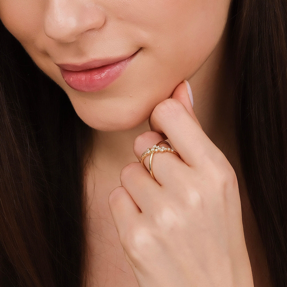 Round Cut Diamond Cross Statement Wedding Band for Women - Doozy Diamonds