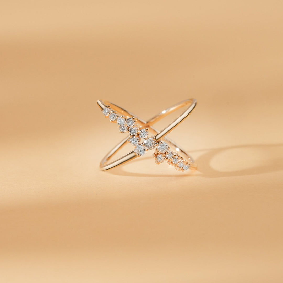 Round Cut Diamond Cross Statement Wedding Band for Women - Doozy Diamonds