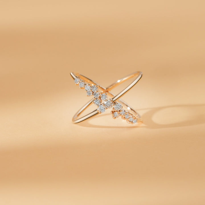 Round Cut Diamond Cross Statement Wedding Band for Women - Doozy Diamonds