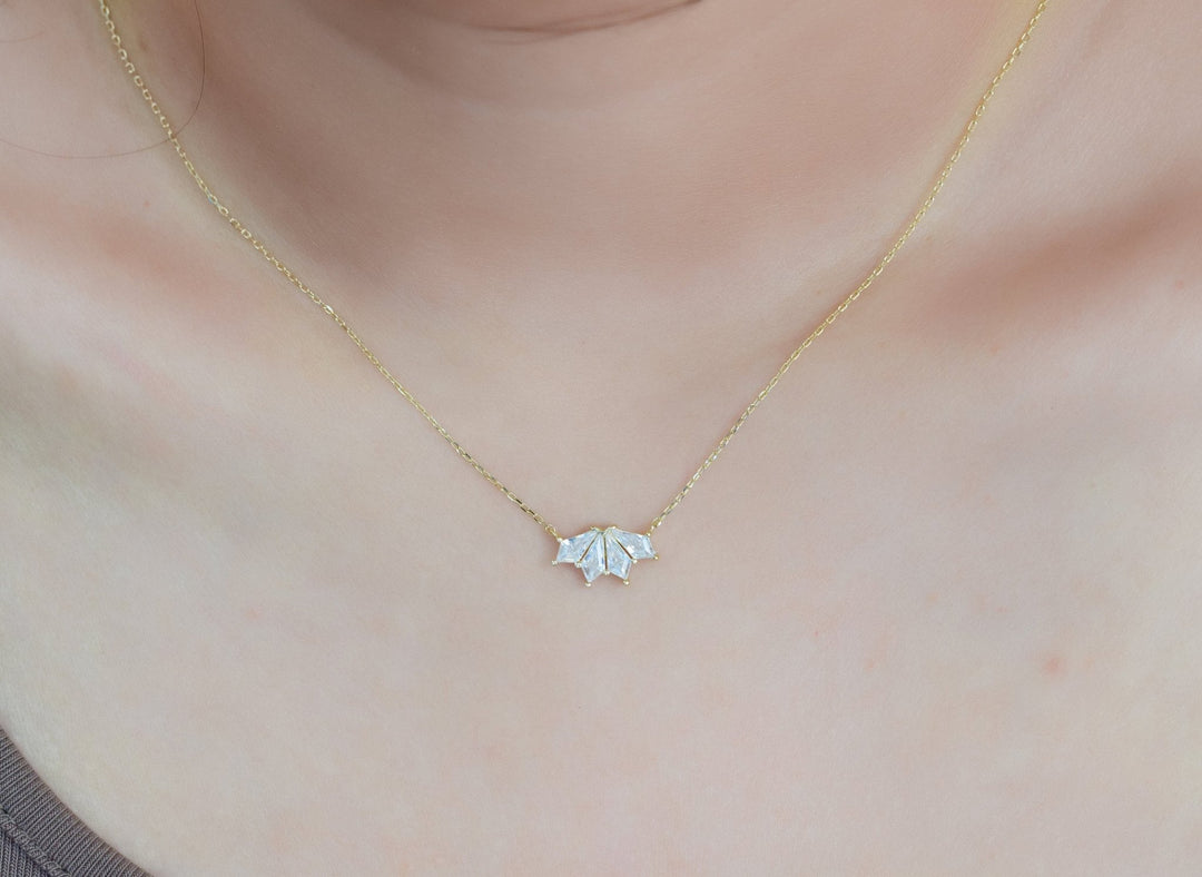 Rhombus Cut Diamond Flower Pendant Necklace Gift for Women - Doozy Diamonds