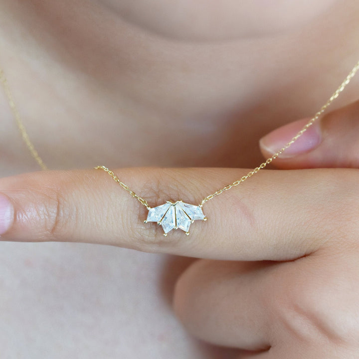 Rhombus Cut Diamond Flower Pendant Necklace Gift for Women - Doozy Diamonds