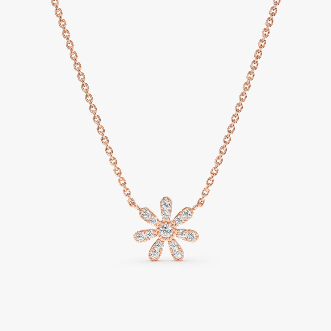 Round Cut Diamond Flower Necklace for Women - Doozy Diamonds