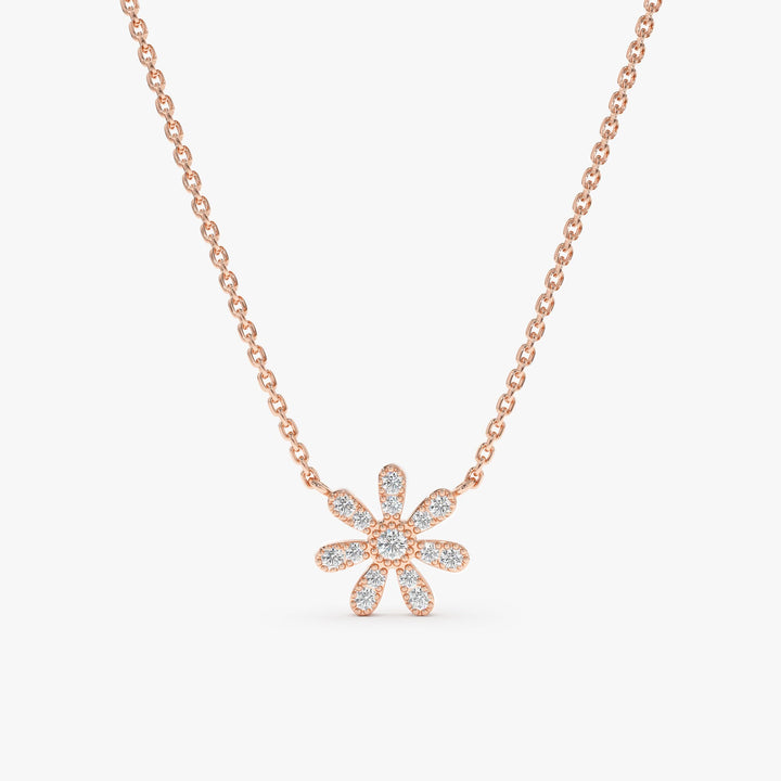 Round Cut Diamond Flower Necklace for Women - Doozy Diamonds