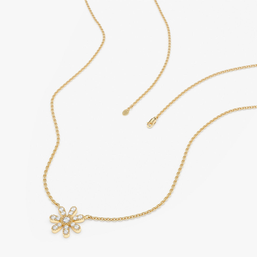 Round Cut Diamond Flower Necklace for Women - Doozy Diamonds