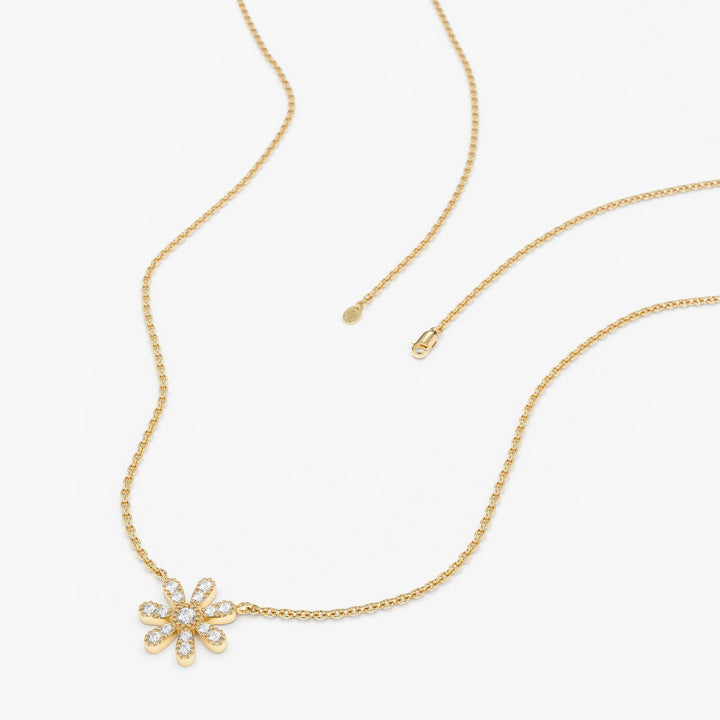 Round Cut Diamond Flower Necklace for Women - Doozy Diamonds