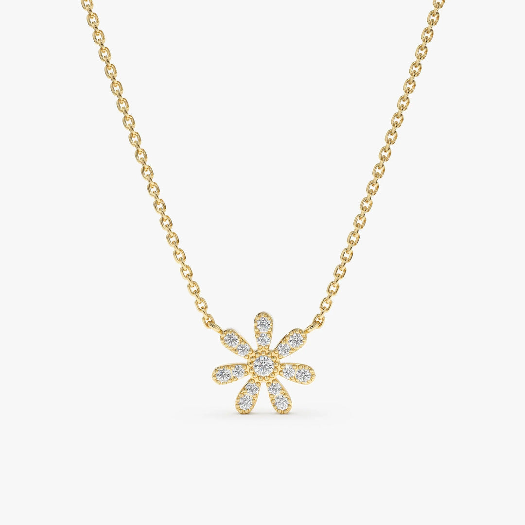 Round Cut Diamond Flower Necklace for Women - Doozy Diamonds