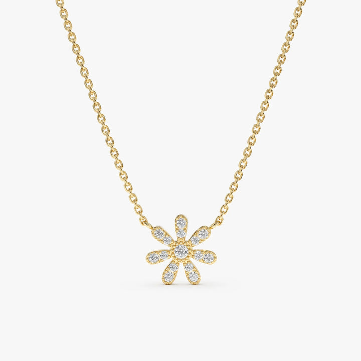 Round Cut Diamond Flower Necklace for Women - Doozy Diamonds