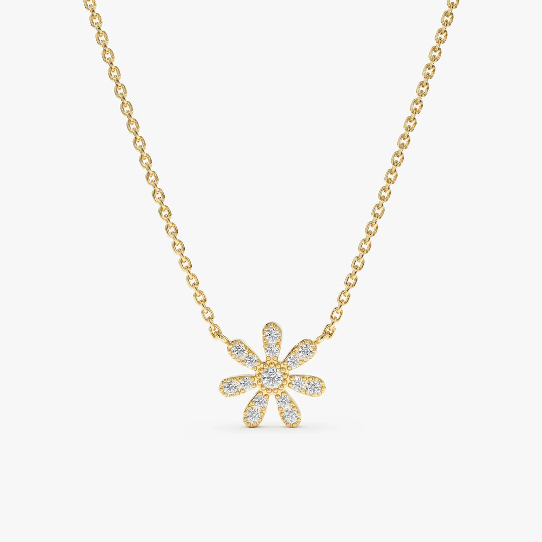Round Cut Diamond Flower Necklace for Women - Doozy Diamonds