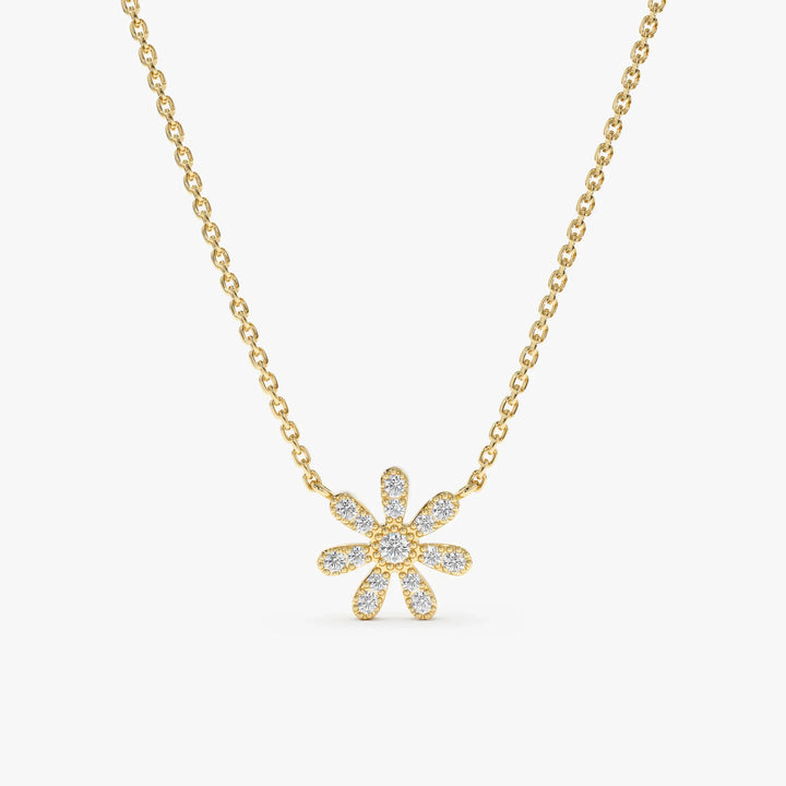 Round Cut Diamond Flower Necklace for Women - Doozy Diamonds