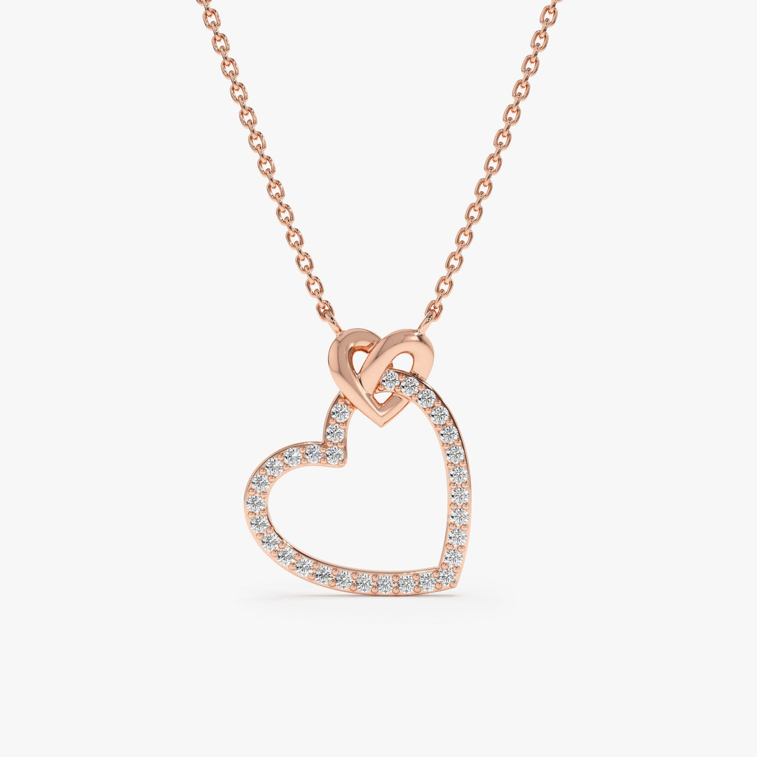 Round Cut Diamond Heart Necklace for Her - Doozy Diamonds