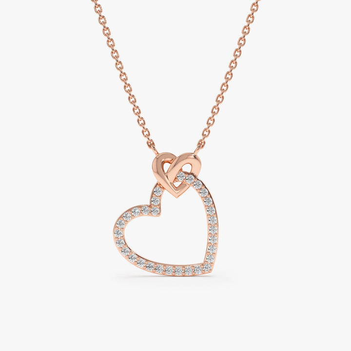 Round Cut Diamond Heart Necklace for Her - Doozy Diamonds