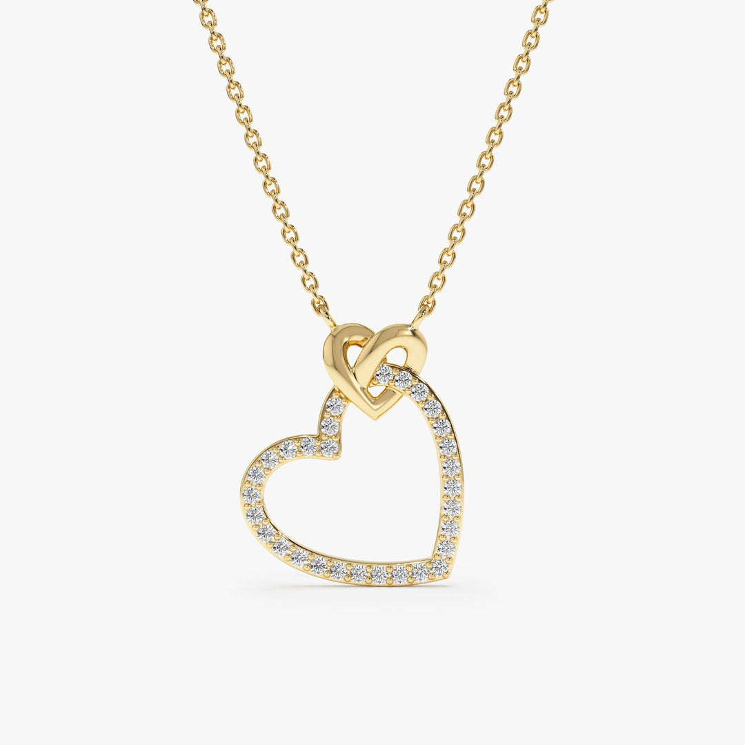 Round Cut Diamond Heart Necklace for Her - Doozy Diamonds