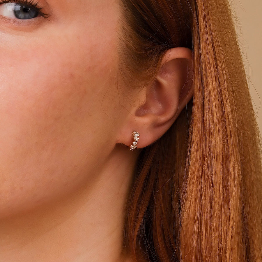 Mix Shape Diamond Cluster Hoop Earrings for Christmas Gift - Doozy Diamonds