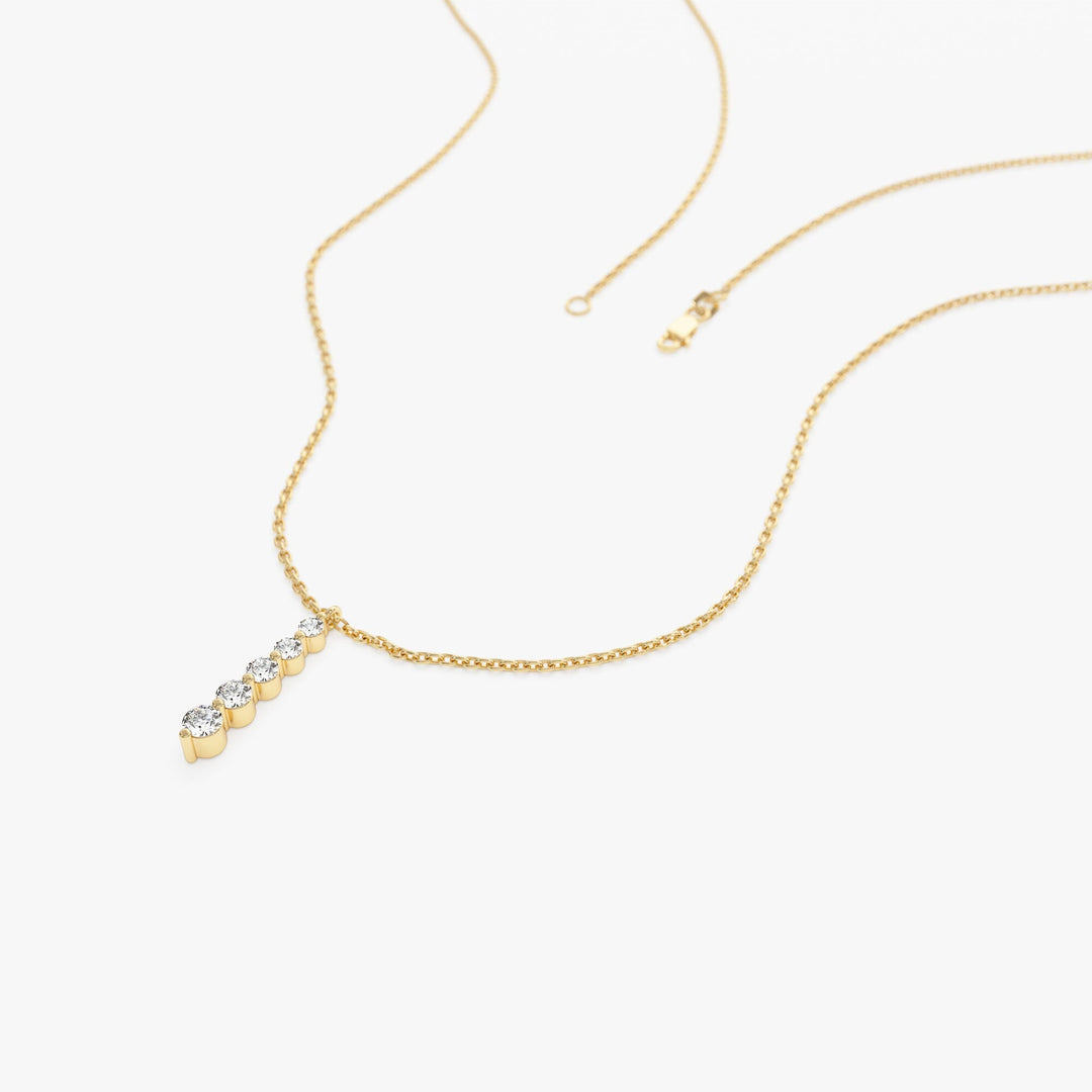 Round Cut Layered Five Stone Necklace for Birthday Gift - Doozy Diamonds
