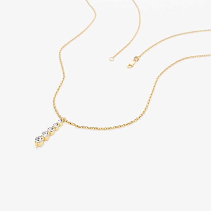 Round Cut Layered Five Stone Necklace for Birthday Gift - Doozy Diamonds