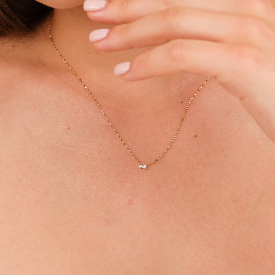 Baguette Cut Four Stone Diamond Necklace for Women - Doozy Diamonds