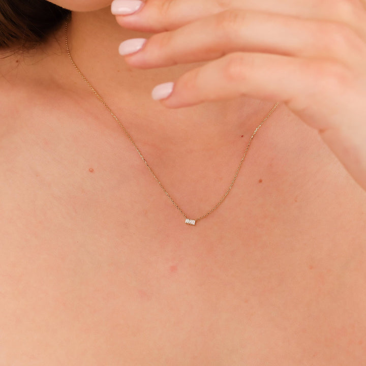 Baguette Cut Four Stone Diamond Necklace for Women - Doozy Diamonds