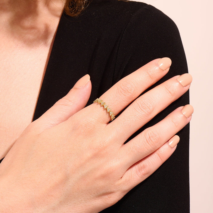 Round Cut Diamond Eternity Triangle Wedding Ring for Women - Doozy Diamonds