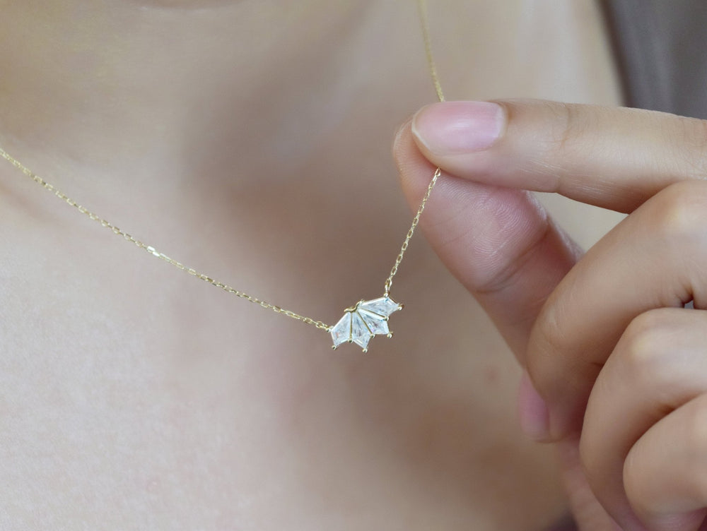 Rhombus Cut Diamond Flower Pendant Necklace Gift for Women - Doozy Diamonds