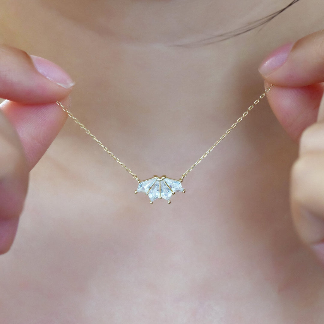 Rhombus Cut Diamond Flower Pendant Necklace Gift for Women - Doozy Diamonds