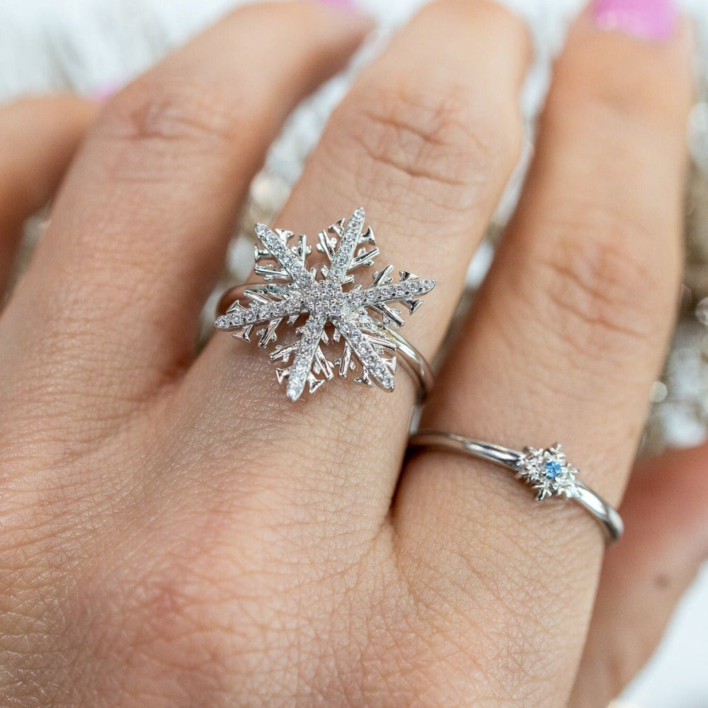 Round Cut Snowflake Diamond Ring for Christmas Jewelry Gift - Doozy Diamonds