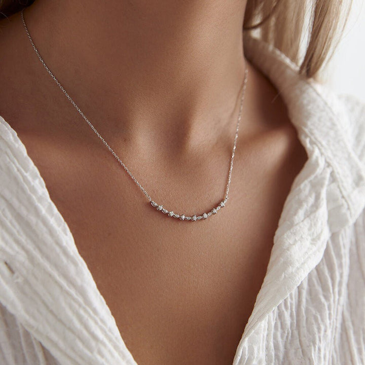 14K Solid Gold Round Cut Diamond Smile Necklace for Her - Doozy Diamonds