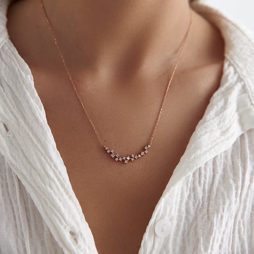 Round Cut lab grown diamonds Cluster Necklace for Women - Doozy Diamonds