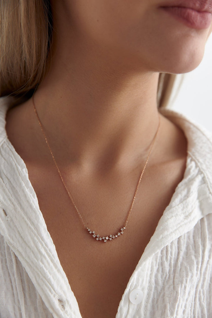 Round Cut lab grown diamonds Cluster Necklace for Women - Doozy Diamonds