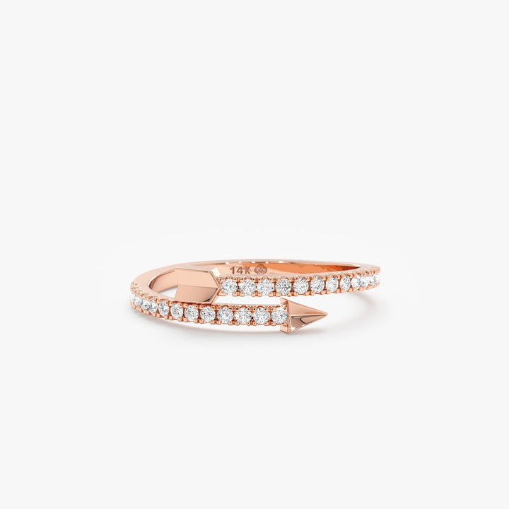 0.29CT Round Pave Arrow lab grown diamonds Wedding Band In 18K Solid Gold - Doozy Diamonds