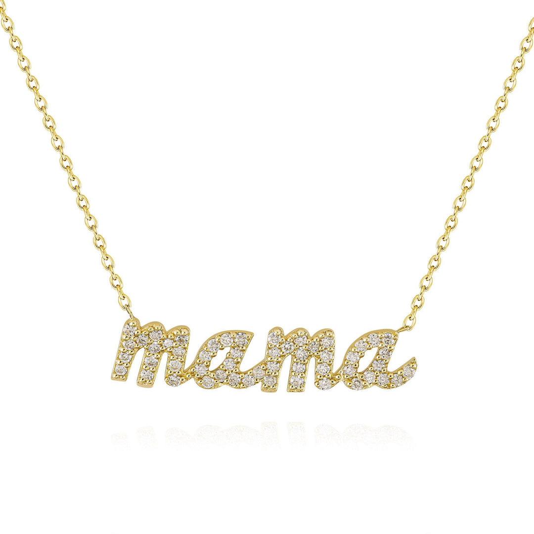 Diamond lab grown diamond MAMA Necklace in 14K Yellow Gold - Doozy Diamonds