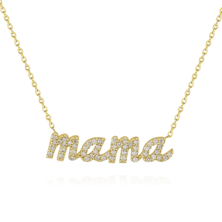 Diamond lab grown diamond MAMA Necklace in 14K Yellow Gold - Doozy Diamonds