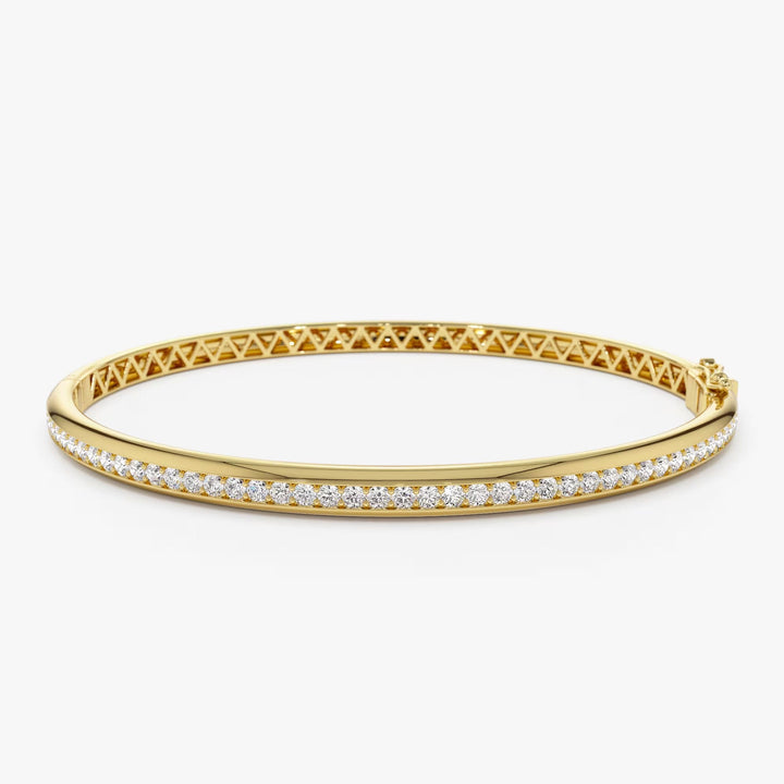 Round Cut Diamond Channel Set Bangle Bracelet for Halloween Gift - Doozy Diamonds