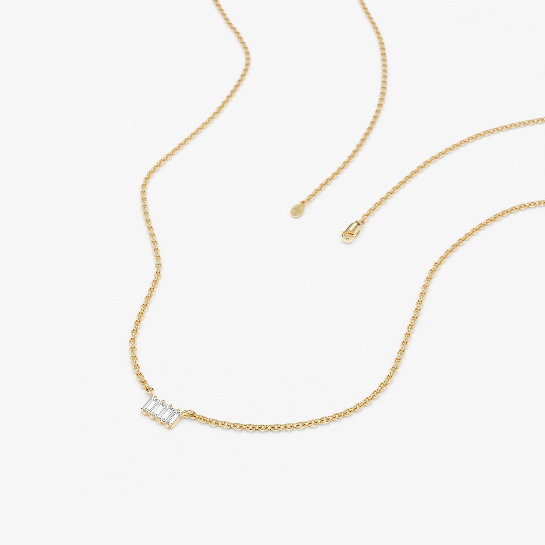 Baguette Cut Four Stone Diamond Necklace for Women - Doozy Diamonds