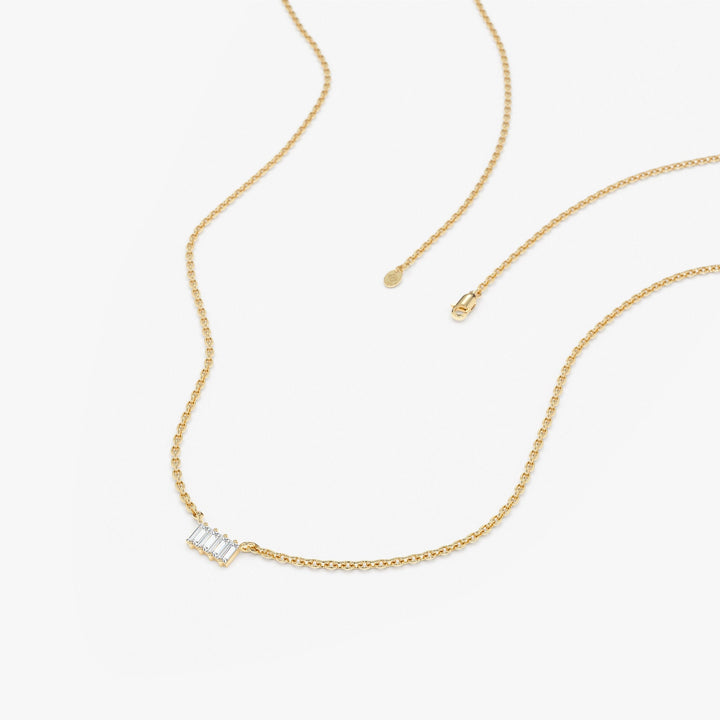 Baguette Cut Four Stone Diamond Necklace for Women - Doozy Diamonds