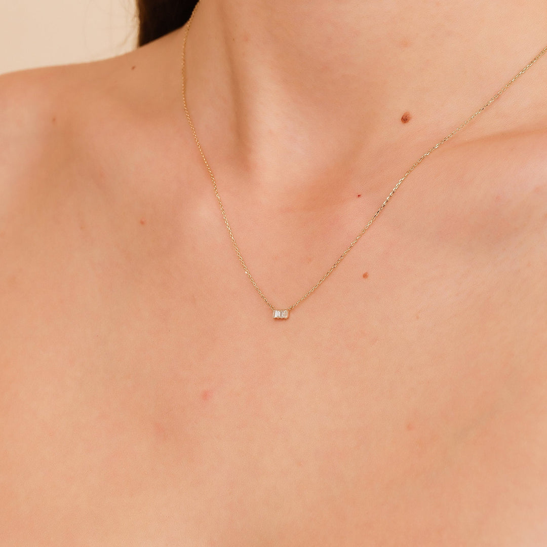 Baguette Cut Four Stone Diamond Necklace for Women - Doozy Diamonds