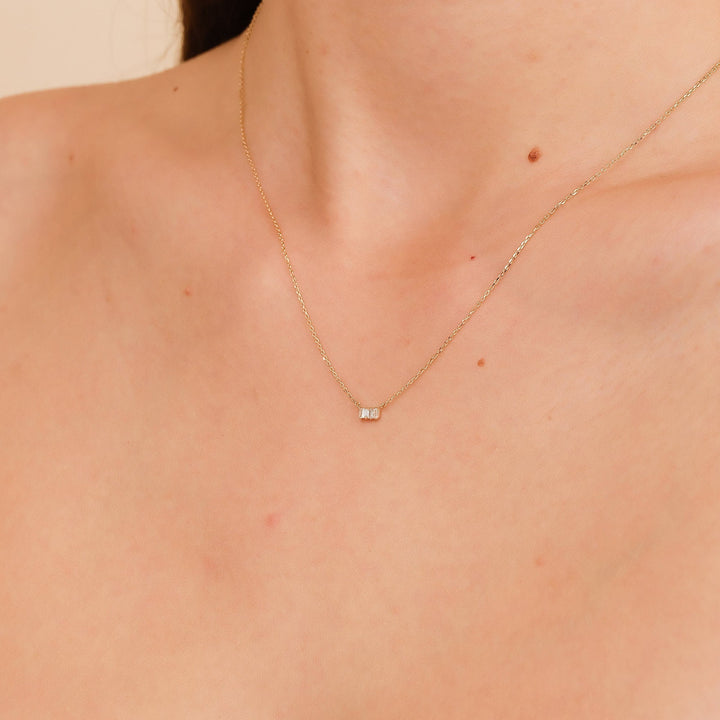 Baguette Cut Four Stone Diamond Necklace for Women - Doozy Diamonds