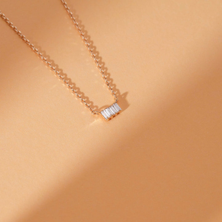 Baguette Cut Four Stone Diamond Necklace for Women - Doozy Diamonds