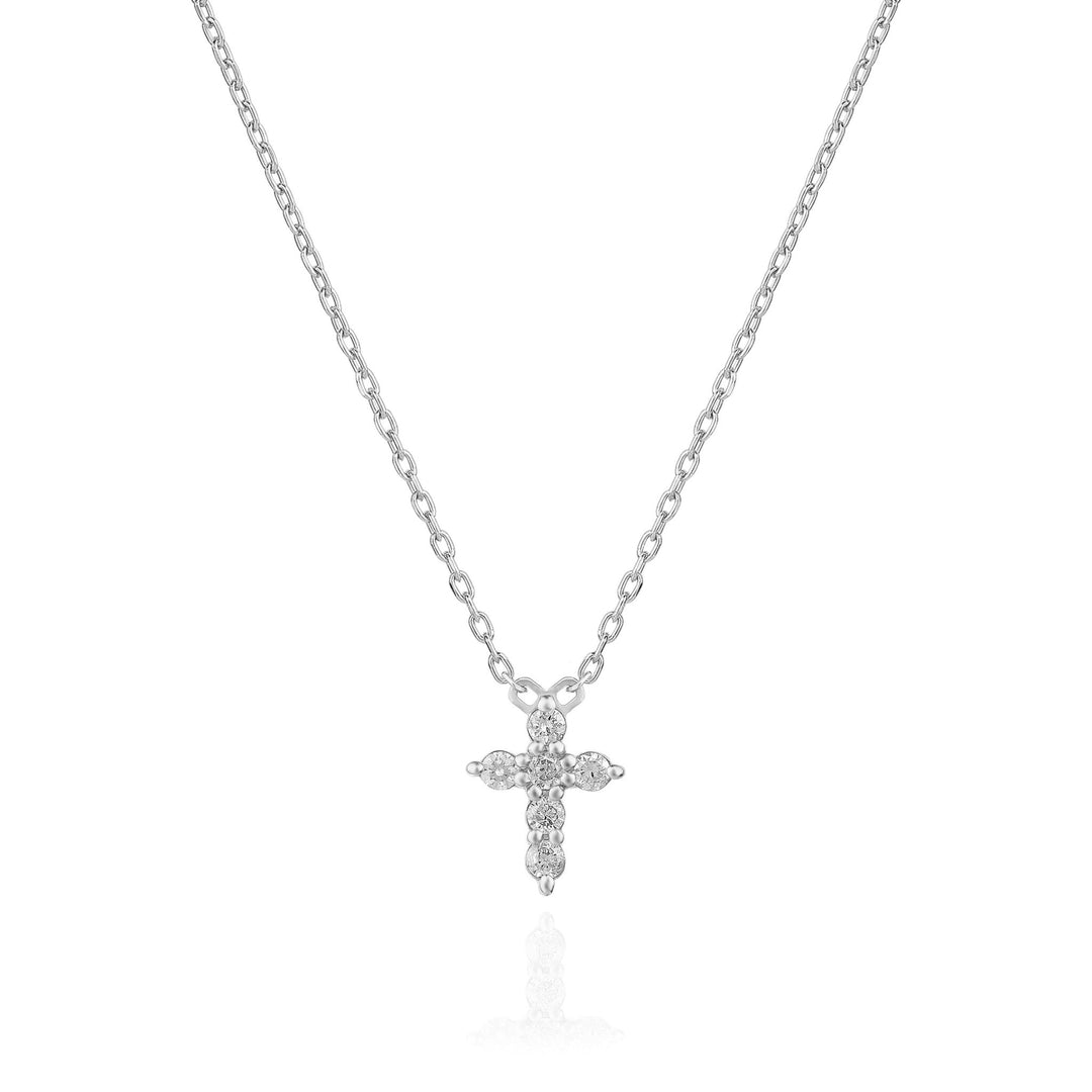 Round Cut Cross Diamond lab grown diamond Necklace In 18K Gold - Doozy Diamonds