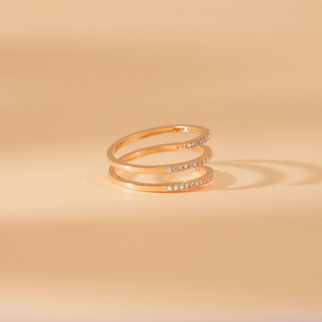 Diamond Wrap Ring for Her 14k Gold Spiral Ring - Doozy Diamonds
