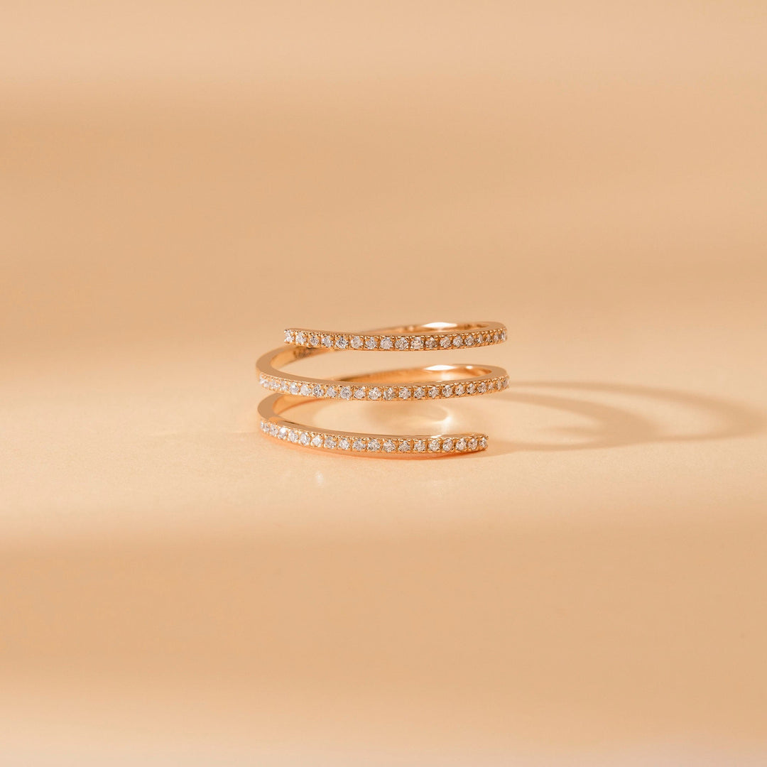 Diamond Wrap Ring for Her 14k Gold Spiral Ring - Doozy Diamonds